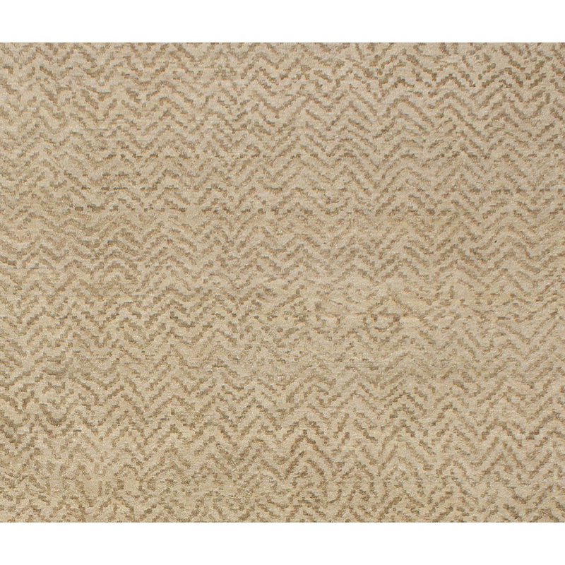 Hand Knotted Wool Area Rug in Beige, Rectangle 6' x 9'