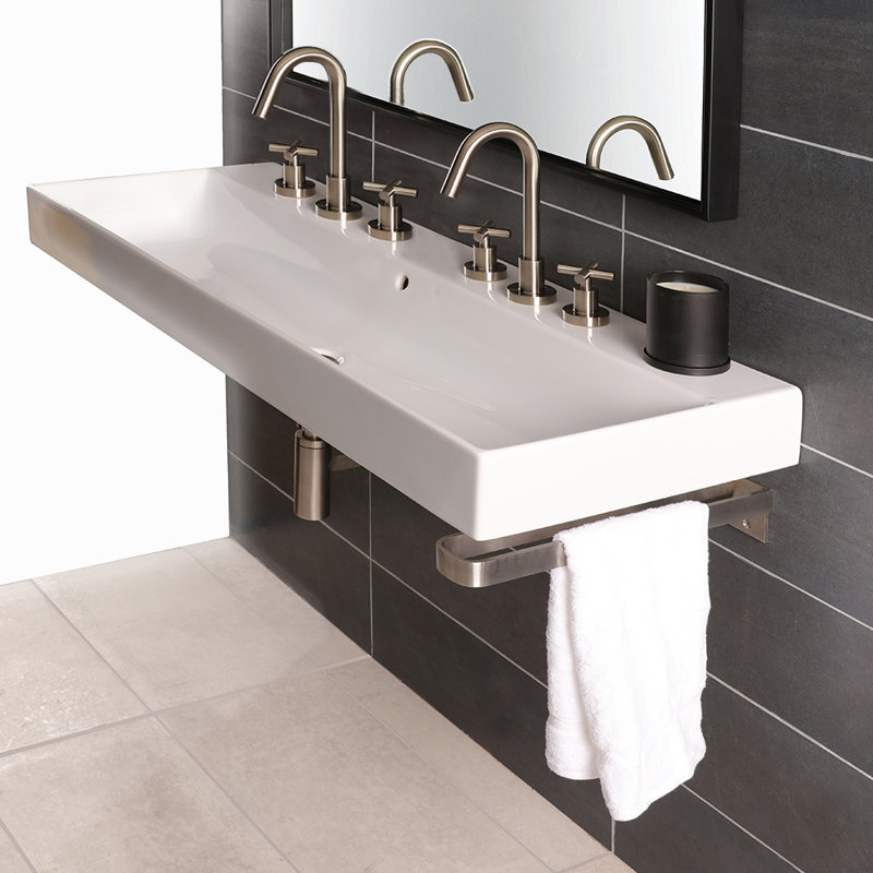 Cigno Widespread Bathroom Faucet with Drain Assembly, Polished Nickel