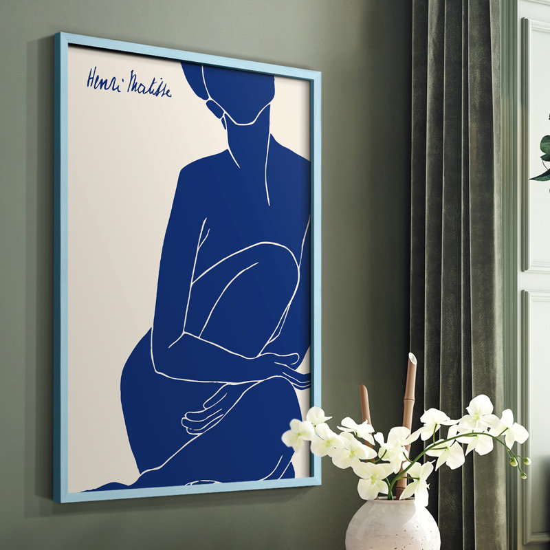 Matisse DI, reproduction encadrée - bois massif, H 10 po x l 8 po, Bleu