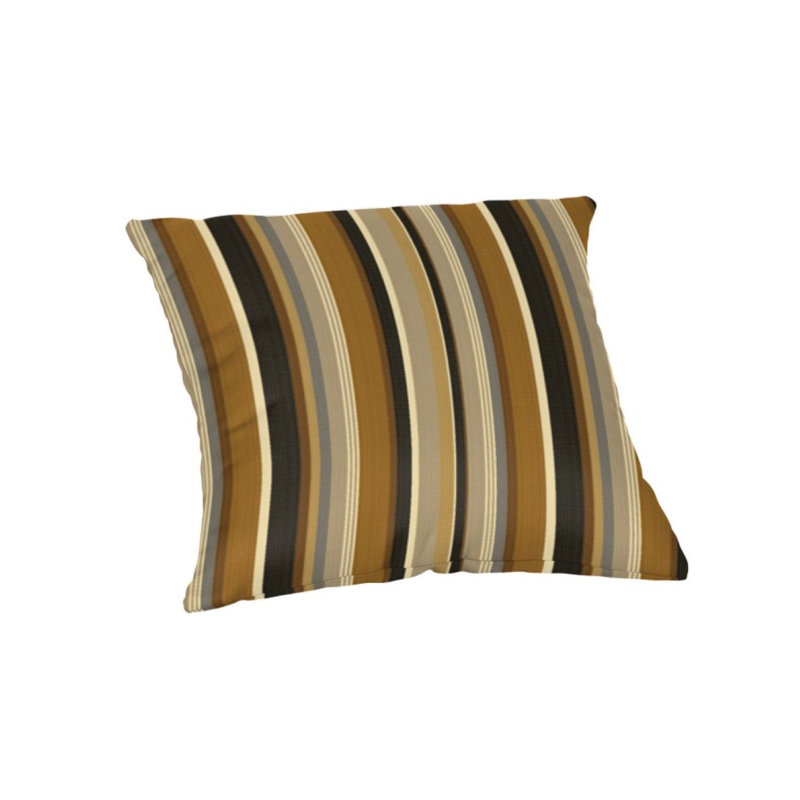 Casual Cushion Stripe Sunbrella® Fabric 1-Piece Indoor/Outdoor Square Throw Pillow, 15"H x 15"W, Espresso Stripe Sunbrella®