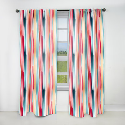 Motif de lignes bleues et roses Bliss I - rideau obscurcissant à rayures - 1 panneau