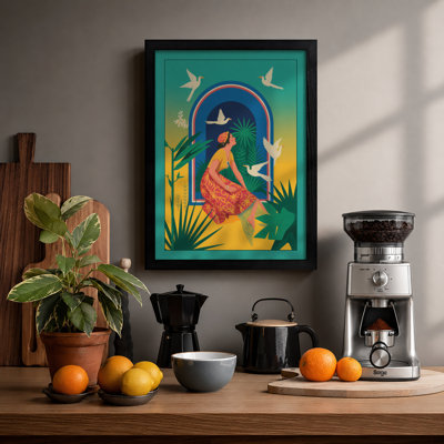 Woman in Paradise Tropical - Framed Print