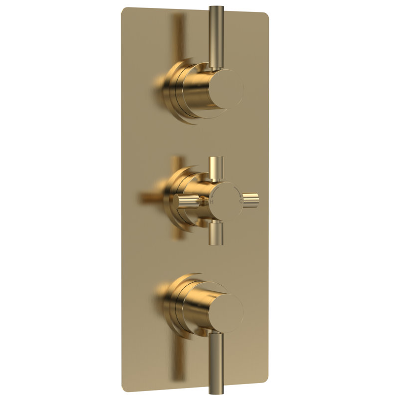 Tec Pura Triple Thermostatic Shower Valve, Brushed Brass
