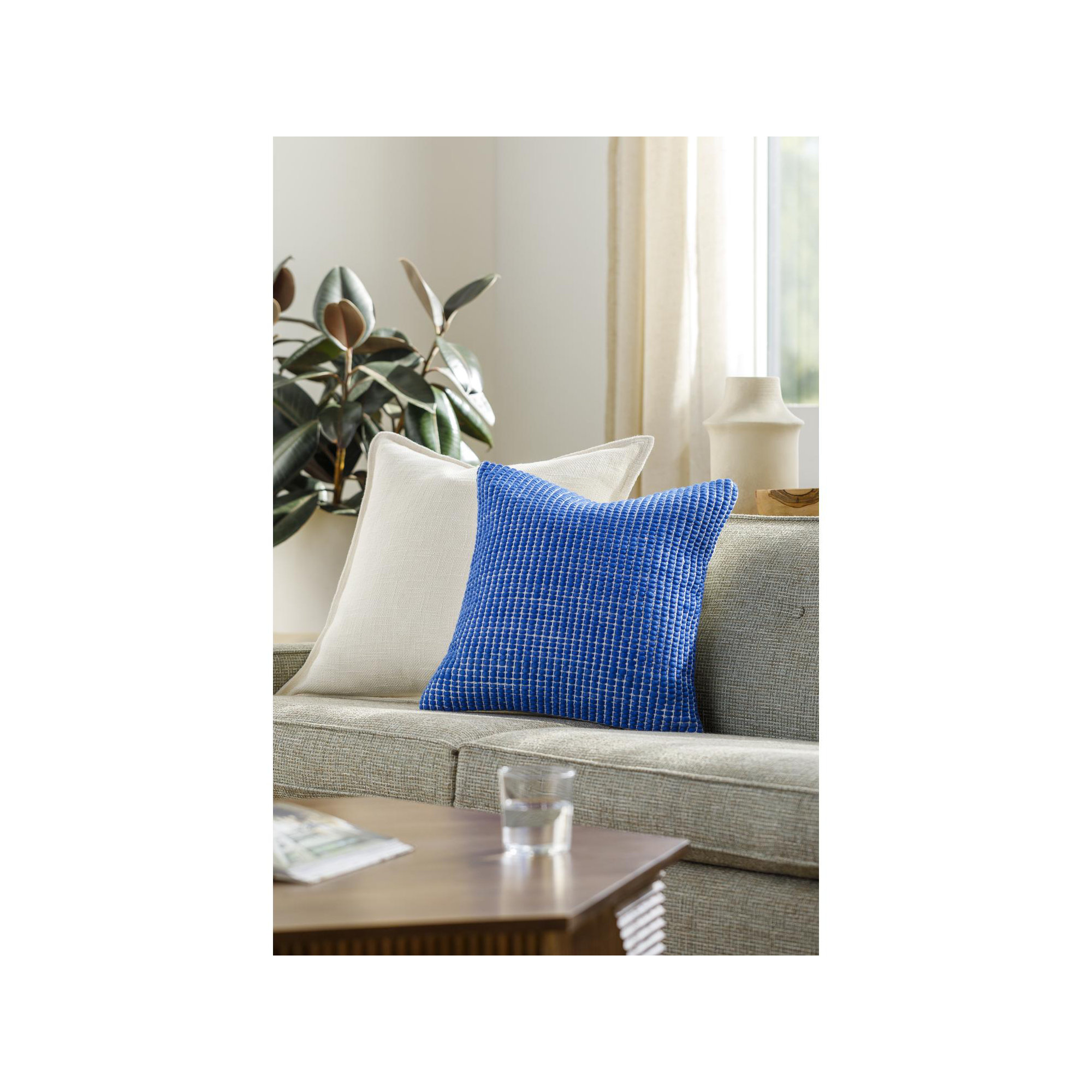 Waverly Wool Throw Pillow, Pillow Cover Only - No Insert, 22" x 22", Blue