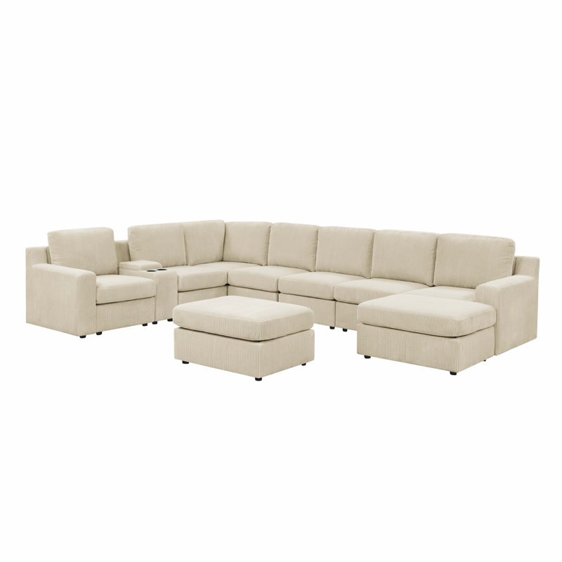 Canapé modulaire Lunaris, Velours côtelé beige