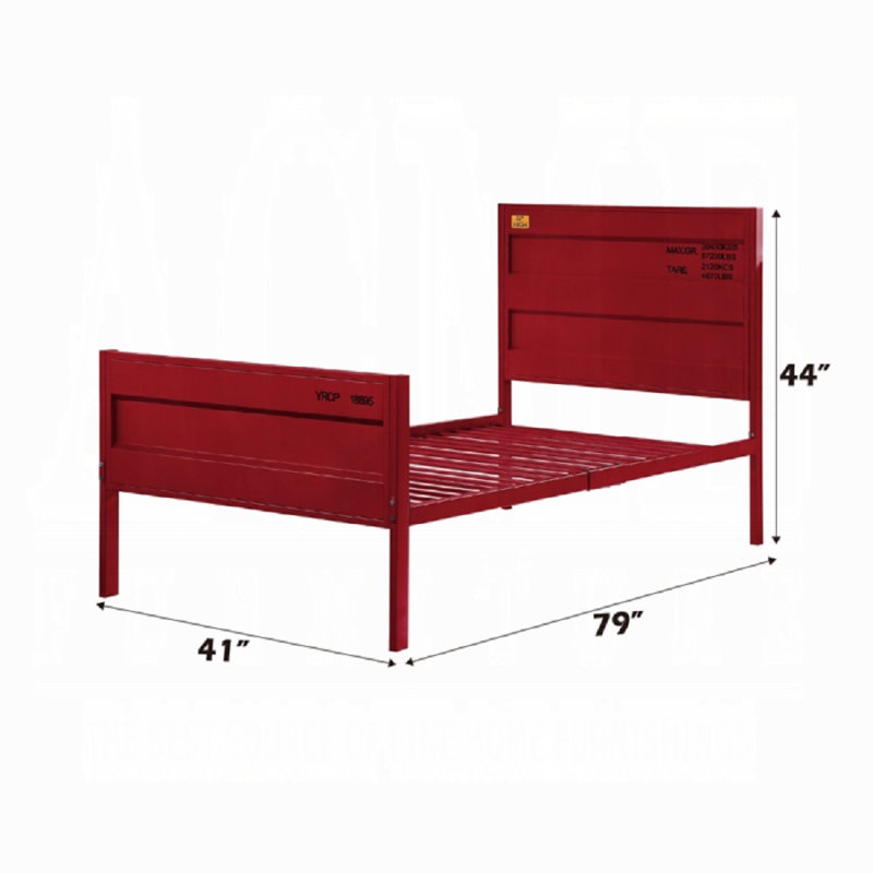 Lit simple Cargo, Rouge, Simple