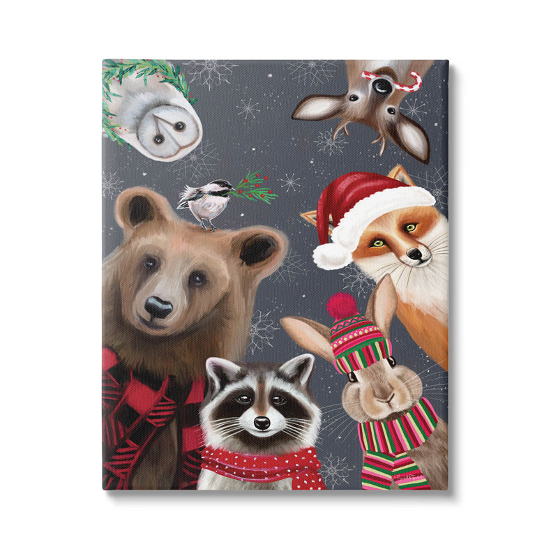 "Cozy Woodland Creatures", art mural par Elizabeth Tyndall, H 20 po x l 16 po x P 1,5 po