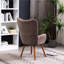 Fauteuil en velours soyeux brun chocolat foncé - Pieds en bois massif, dossier de couleur confort, fabrication-2066676181
