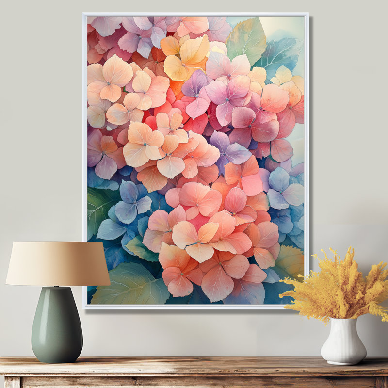 Hydrangeas Garden Of The Summer Colors II - Hydrangea, reproduction sur toile encadrée, H 32 po x l 24 po, Blanc