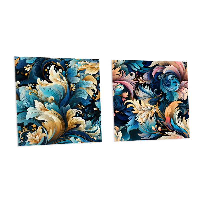 Whitstable - Ensemble de 2 peintures murales abstraites en acrylique, H 36 po x l 73 po