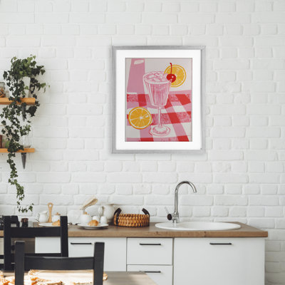 Limonade rose sur nappe, reproduction encadrée sous verre, design par Walker Noble