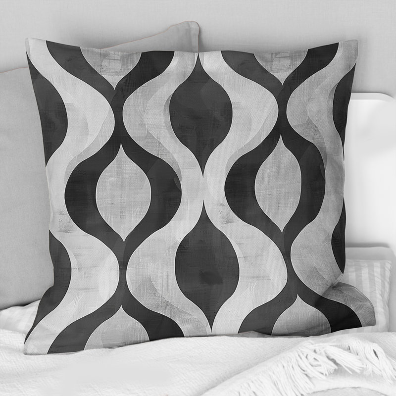 Gris moderne treillis I - coussin décoratif moderne, 18" x 18"