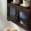 Armoire murale à 2 compartiments vintage en bois massif + bois manufacturé, armoire de rangement à dessus ouvert et double porte vitrée avec tablette décorative moderne pour la chambre à coucher, la salle de bain, la cuisine et le salon