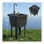 Station de lavabo utilitaire noire avec support en métal et cuve en polypropylène, assemblage sans outil-130530225