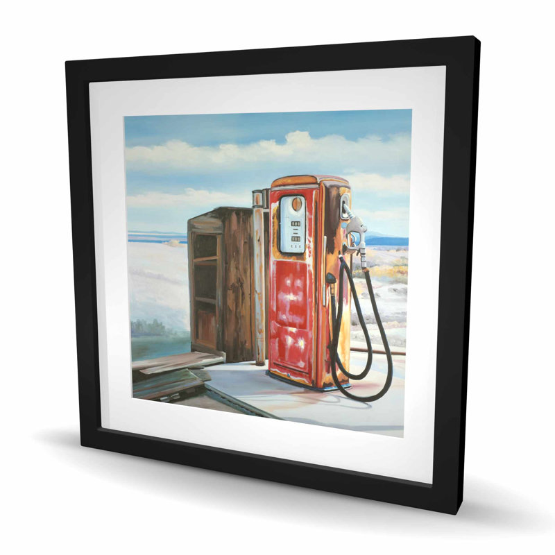 Old Gas Pump - Red Living Room Framed Matted Print Decor