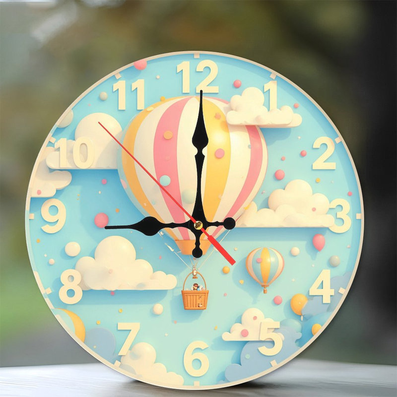 Colorful Hot Air Balloon Wall Clock