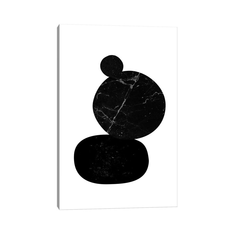 Black Pebbles II by Nouveau Prints - Wrapped Canvas Gallery-Wrapped Canvas Giclée, 20.32 cm H x 30.48 cm W