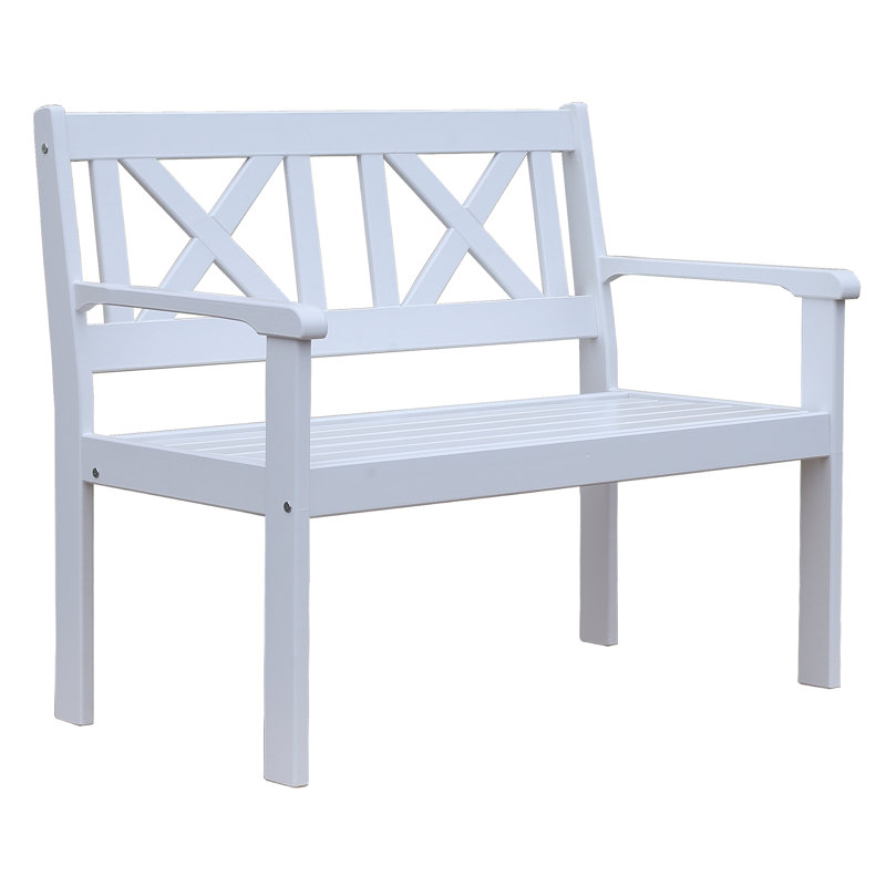 Nystead Solid Wood Pine Outdoor Bench, White, H88 x W107 x D64cm