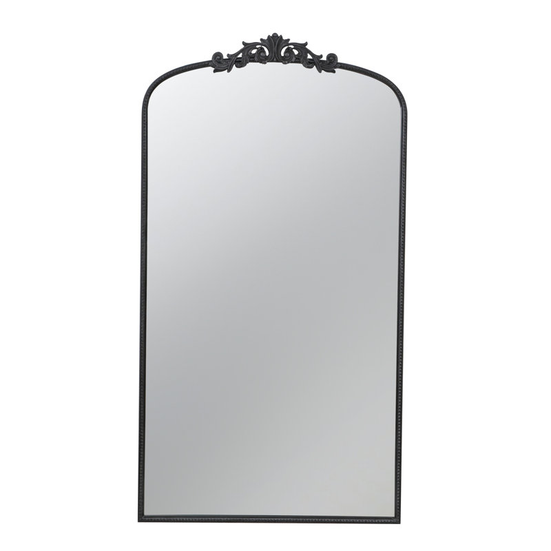 66" X 36" Full Length Mirror, Arched Mirror Hanging Or Leaning Against Wall, Large Black Mirror For Living Room, Mirror