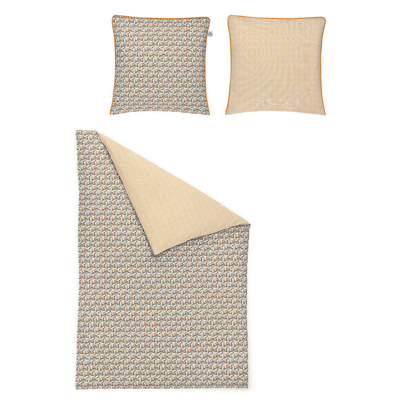 Cotton Reversible Modern Contemporary Duvet Cover Set, Brown, 155 x 200cm Duvet Cover + 1 Pillowcase (80 x 90)