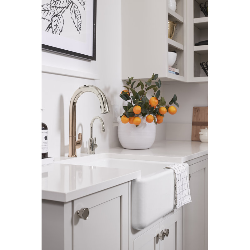 Sensate Pull-Down Touchless Single Handle Kitchen Faucet, Rose Gold/Polished Nickel