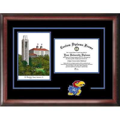 NCAA Kansas Jayhawks Spirit Graduate Diploma with Campus Images Lithograph Frame