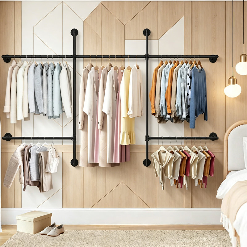 Adjustable Wall Mounted Clothes Rack