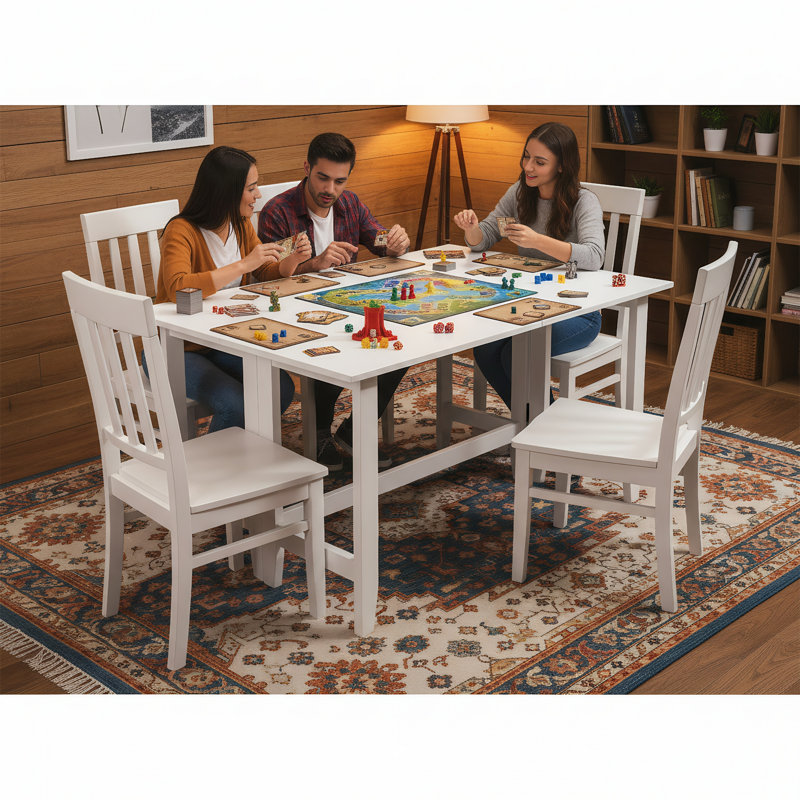Table de salle à manger extensible en bois avec plateau pliable, idéale pour les petits espaces, Blanc