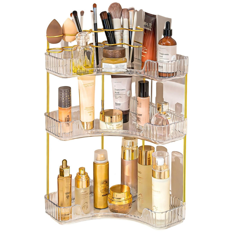 Rangement de maquillage à 3 niveaux (transparent), Transparent