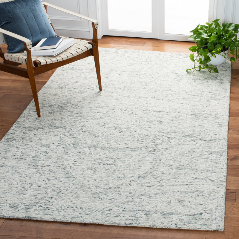 Iconium Hand Tufted Indian Wool And Cotton With Latex Solid Color Rug, Rectangle 6' x 9'