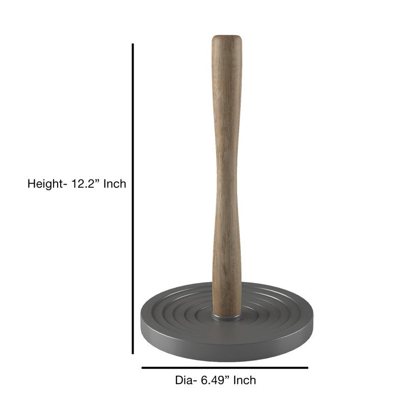 Porte-essuie-tout en bois avec base grise, Gris