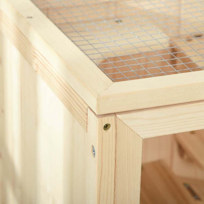 Cage à 3 niveaux en bois avec cage à hamster