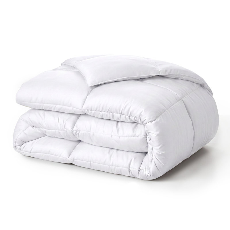 Édredon toutes saisons réversible en duvet 100% microfibre, Édredon très grand, Blanc