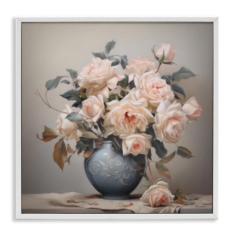 «Rose Paragon Vase», giclée par Steve Hunziker, H 24 po x l 24 po, Giclée encadrée blanc bord de mer
