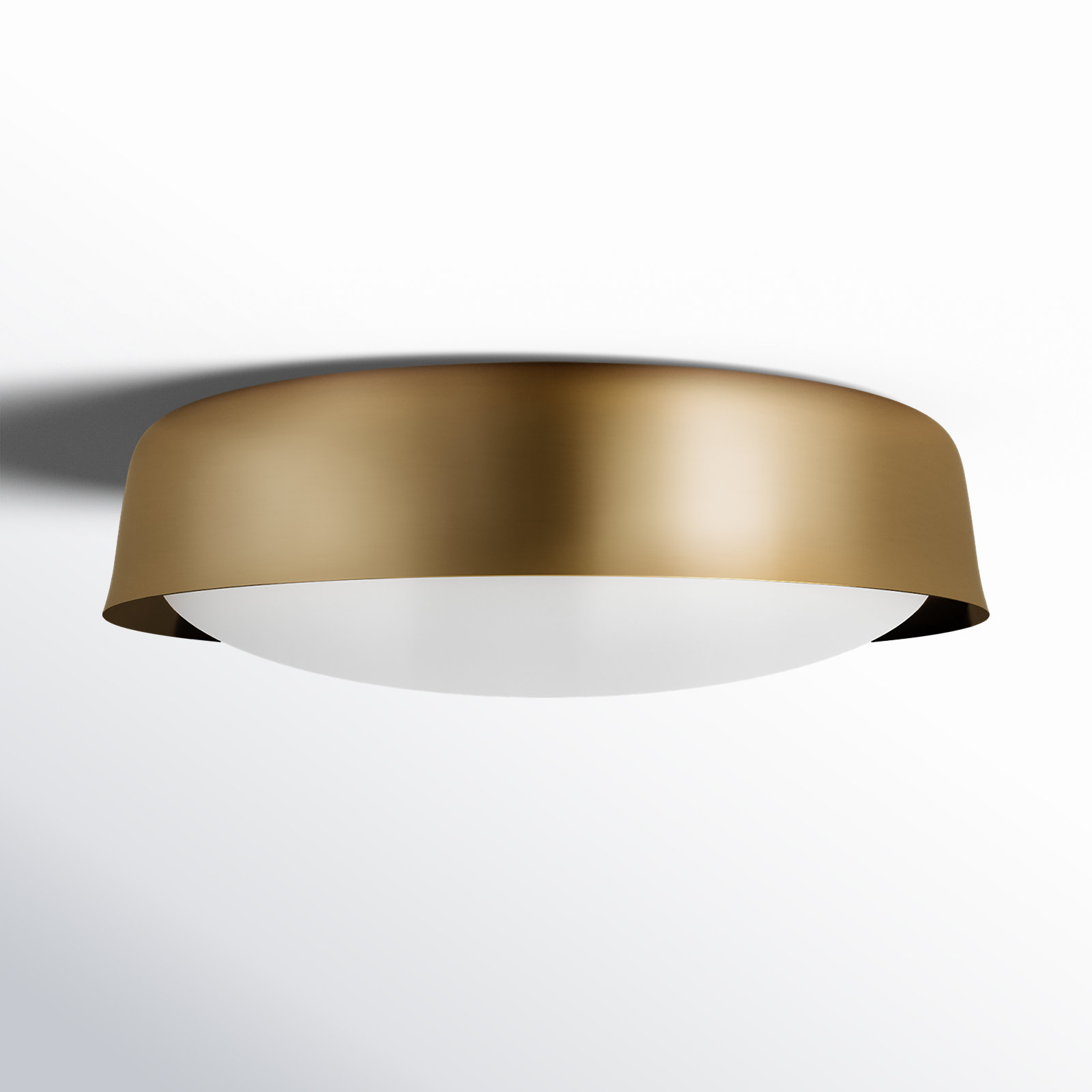 2 Light Glass Flush Mount, Burnished Brass