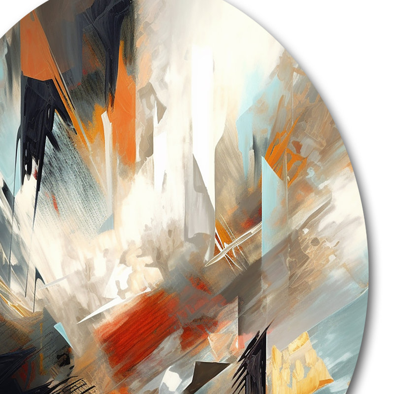 Abstract Metal Wall Art, Orange Blue Modern Decor - Orange And Blue Abstract Mixed Colors IV, 23" H x 23" W x 1" D
