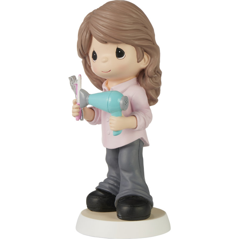 Hand-Painted Hair Stylist Resin Figurine with Tools