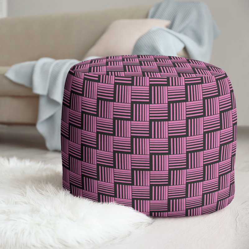 repose-pieds à rayures classic basketweave, Rose / noir