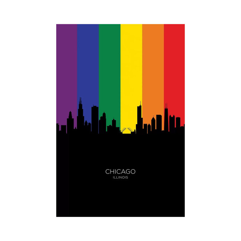 Chicago Illinois Skyline Rainbow Flag by Michael Tompsett - Wrapped Canvas Gallery-Wrapped Canvas Giclée