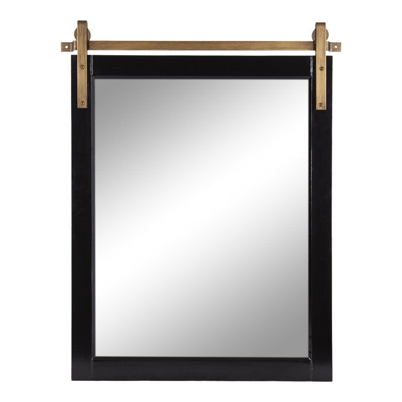 Miroir mural Strickler, 24 po x 30 po, Noir / or