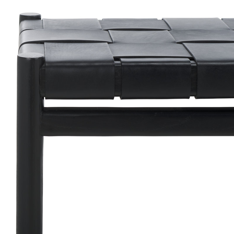 Devnie Woven Leather Bench, Black, Black
