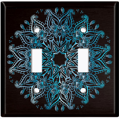 Couvercle de prise de courant en métal (flocon de neige bleu sarcelle mandala - double basculement)