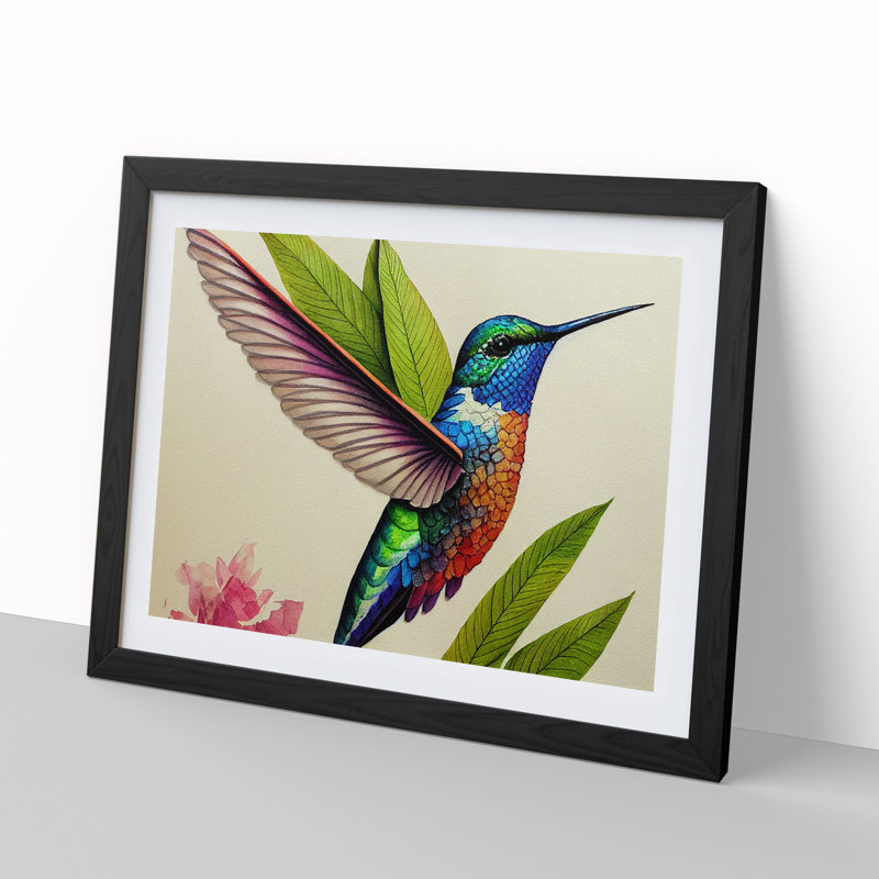 Hummingbird Vol.2 - Single Picture Frame Print, Black, 25cm H x 34cm W x 2cm D