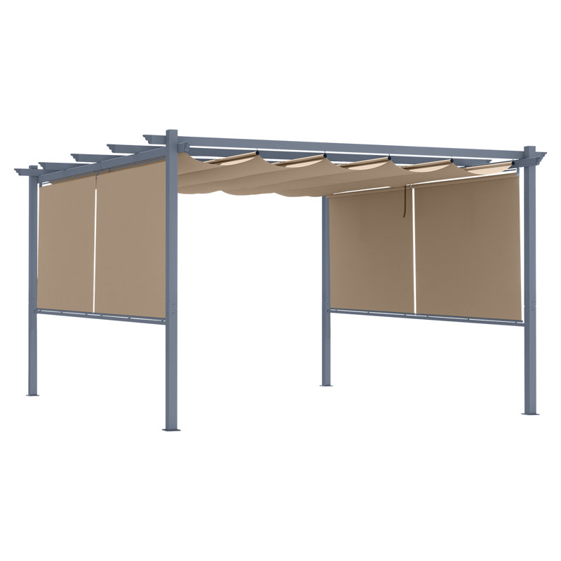 Pergola en aluminium avec auvent Aoodor, Brun, Bordure de jardin 13 pi