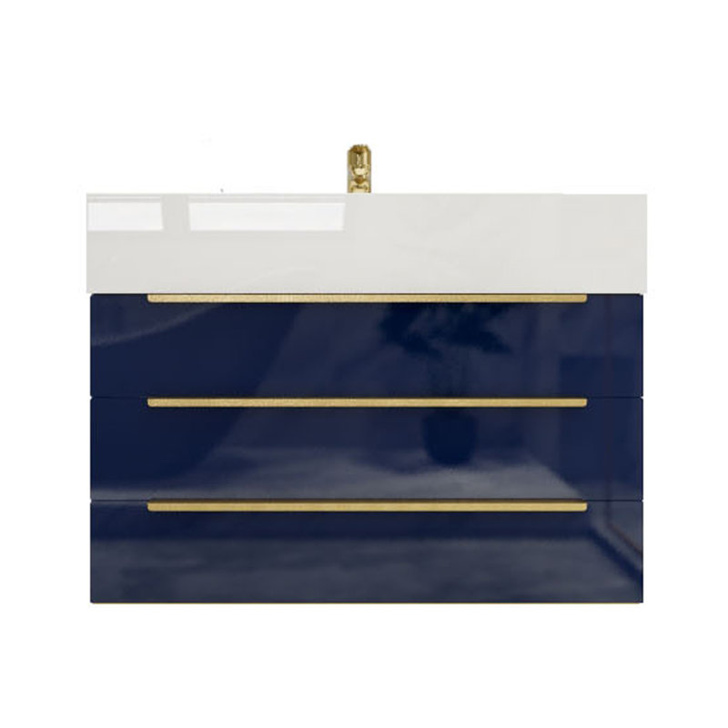 Ensemble de meuble-lavabo mural simple 29,5 po Glasgow, Bleu nuit ultrabrillant, Blanc
