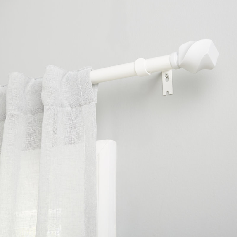 Adjustable Off White Iron Window Curtain Rod with Twisted Finials