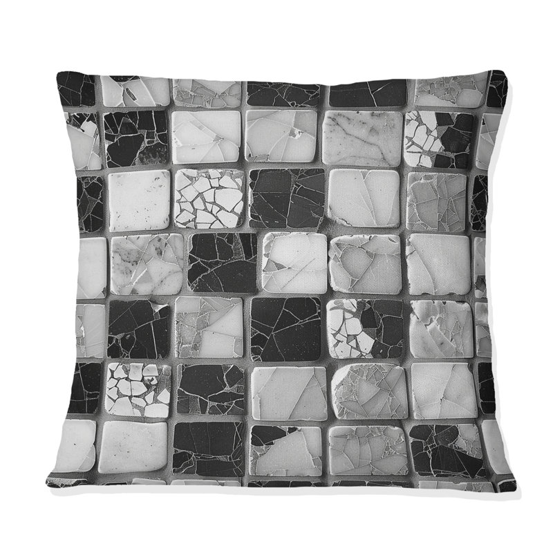 Coussin décoratif gris Mid-Century, H 16 po x l 16 po