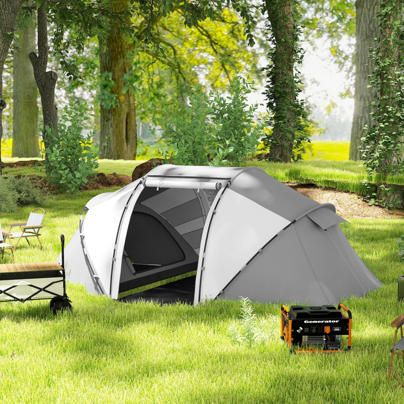 4 Person Tent, Charcoal Grey and White