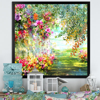 «Multicolor Spring Flowers Impression VI», reproduction d'art sur toile encadrée