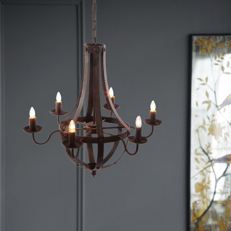 Lustre en métal 6 lumières, luminaire suspendu avec chaîne réglable pour le vestibule de la salle à manger de la cuisine, ampoule non incluse